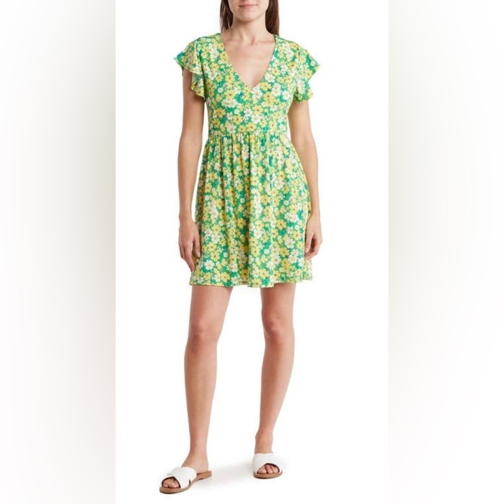 🌻 Abound Green & Yellow Floral Dress